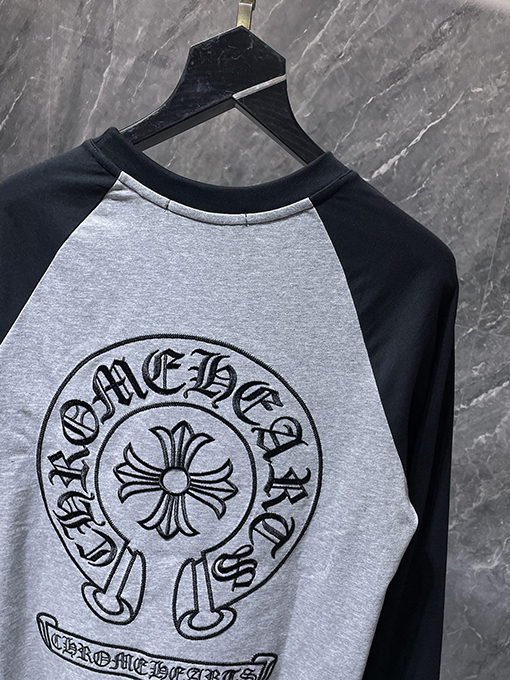 クロムハーツ サンスクリット刺繍文字カラーブロック長袖シャツ