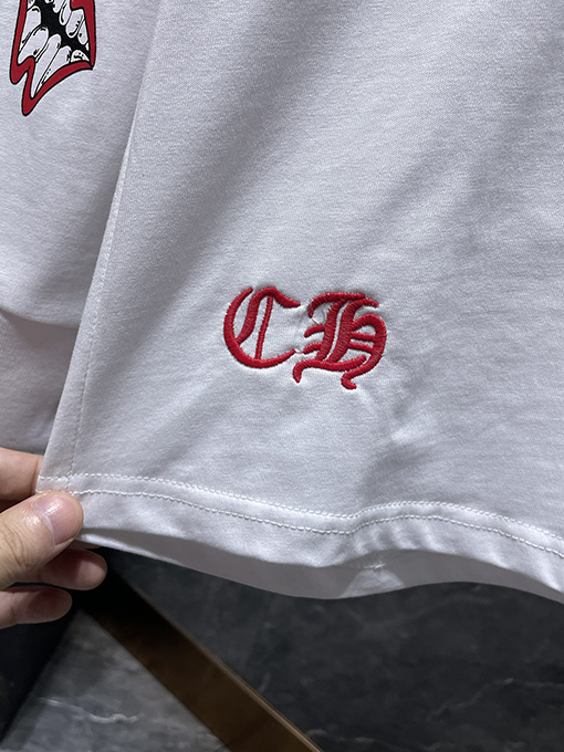 クロムハーツスーパーコピー Matty Boy レッドリップス クロス柄 レザー刺繍 長袖シャツ