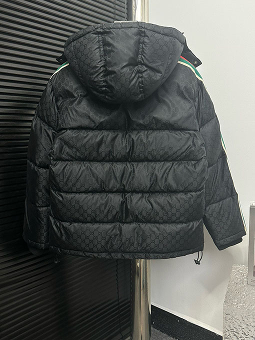 グッチ カラーブロックパッチワークウェビングダウンジャケット