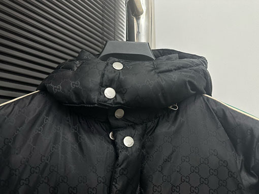 グッチ カラーブロックパッチワークウェビングダウンジャケット