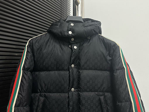 グッチ カラーブロックパッチワークウェビングダウンジャケット