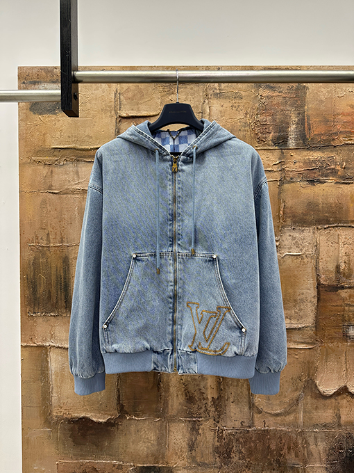 ルイヴィトン 刺繍入りフード付きデニムジャケット