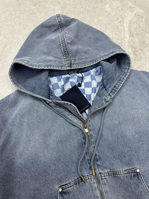 ルイヴィトン 刺繍入りフード付きデニムジャケット