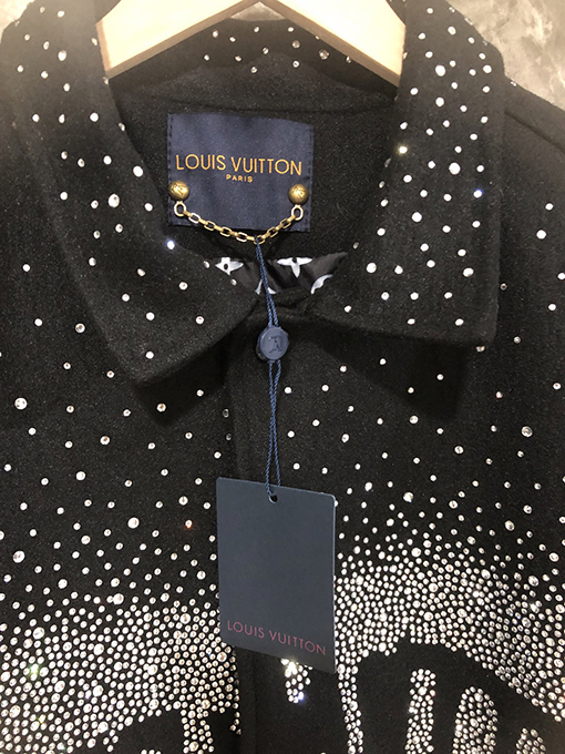 ルイヴィトンコピー ホットフィックスラインストーンアップリケ刺繍ベースボールジャケット