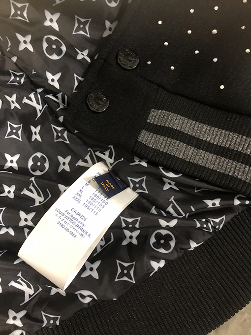 ルイヴィトンコピー ホットフィックスラインストーンアップリケ刺繍ベースボールジャケット