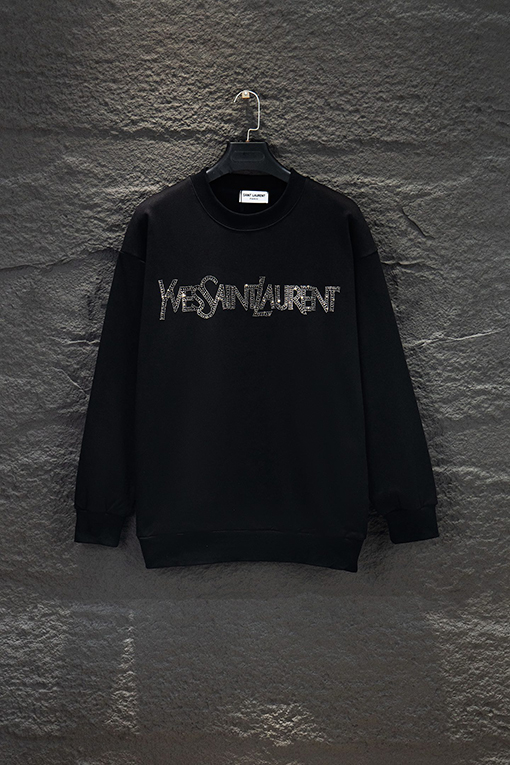 サンローラン オーストリアのラインストーンクルーネックスウェットシャツ