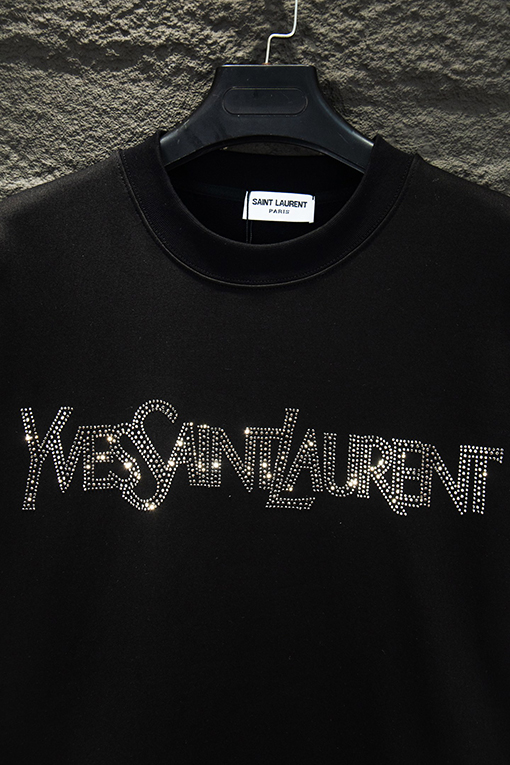 サンローラン オーストリアのラインストーンクルーネックスウェットシャツ