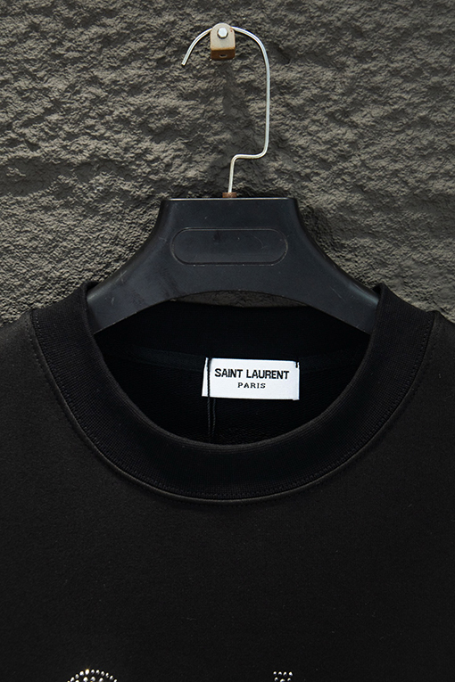 サンローラン オーストリアのラインストーンクルーネックスウェットシャツ