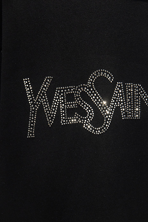 サンローラン オーストリアのラインストーンクルーネックスウェットシャツ