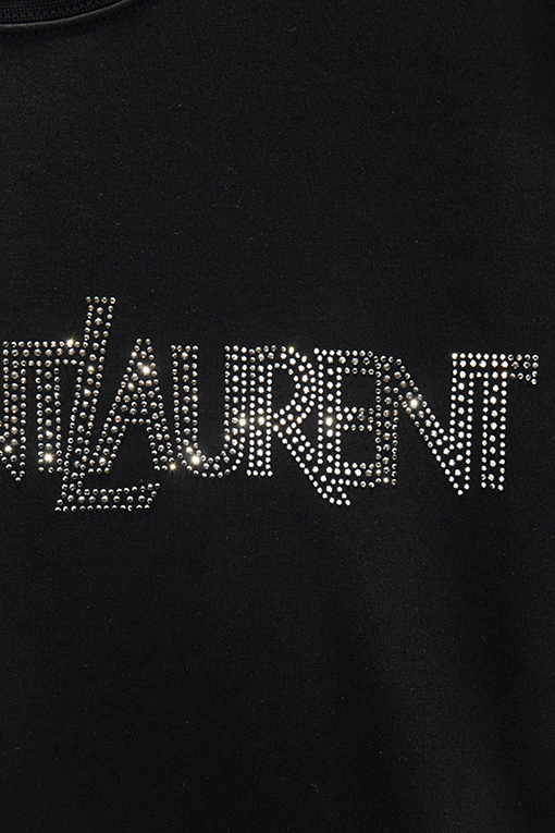 サンローラン オーストリアのラインストーンクルーネックスウェットシャツ