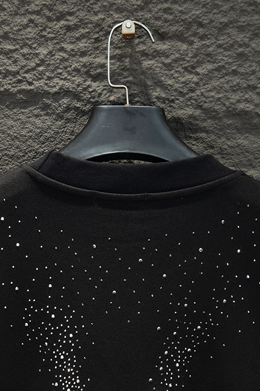 サンローラン オーストリアのラインストーンクルーネックスウェットシャツ