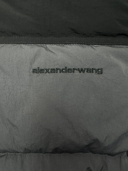 アレキサンダーワン レディース 無地 パッチワーク スタンドカラー ショートダウンジャケット