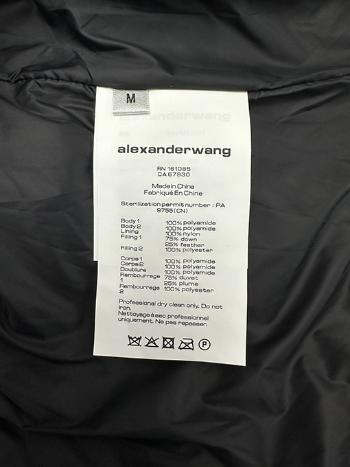 アレキサンダーワン レディース 無地 パッチワーク スタンドカラー ショートダウンジャケット