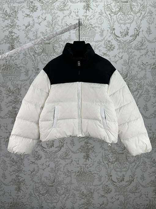 アレキサンダーワン レディース 無地 パッチワーク スタンドカラー ショートダウンジャケット