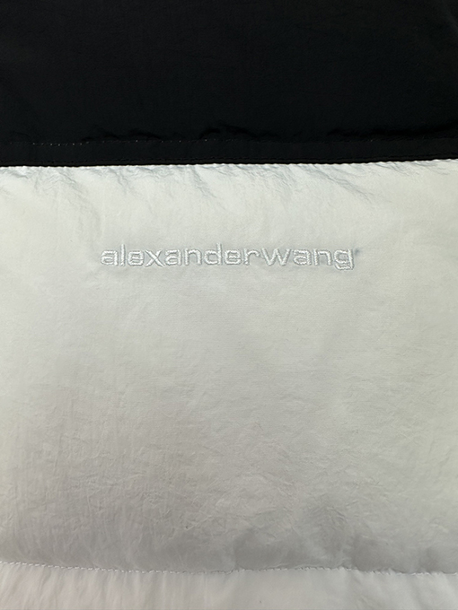 アレキサンダーワン レディース 無地 パッチワーク スタンドカラー ショートダウンジャケット