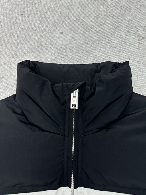 アレキサンダーワン レディース 無地 パッチワーク スタンドカラー ショートダウンジャケット