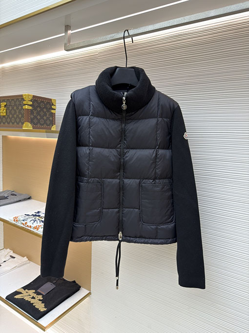 モンクレール Square-Quilted Padded ウールスタンドカラージップアップダウンジャケット