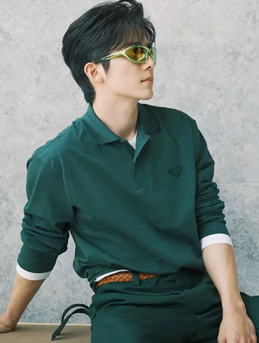 プラダ 高品質のパッチワークラベルフェイクツーピース長袖ポロシャツ