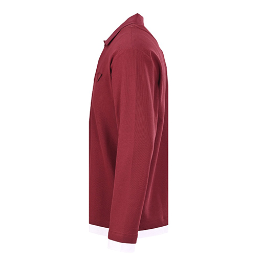 プラダ 高品質のパッチワークラベルフェイクツーピース長袖ポロシャツ