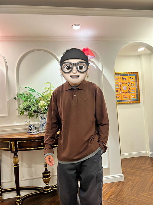 プラダ 高品質のパッチワークラベルフェイクツーピース長袖ポロシャツ