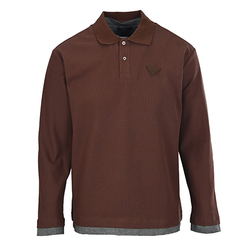 プラダ 高品質のパッチワークラベルフェイクツーピース長袖ポロシャツ