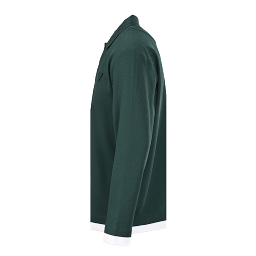 プラダ 高品質のパッチワークラベルフェイクツーピース長袖ポロシャツ