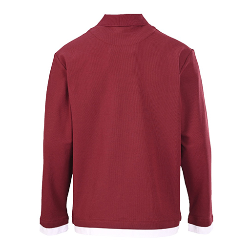 プラダ 高品質のパッチワークラベルフェイクツーピース長袖ポロシャツ