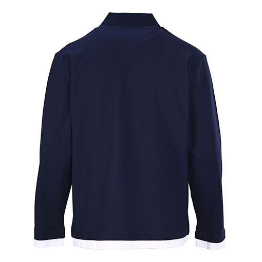 プラダ 高品質のパッチワークラベルフェイクツーピース長袖ポロシャツ