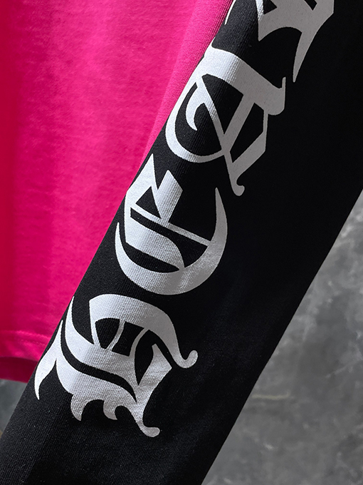 クロムハーツ サンスクリット文字の馬蹄形のカラーブロックラグラン長袖シャツ