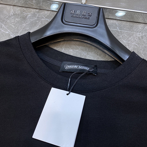 クロムハーツ アームスタッズ付きレザーフェイクツーピース長袖シャツ