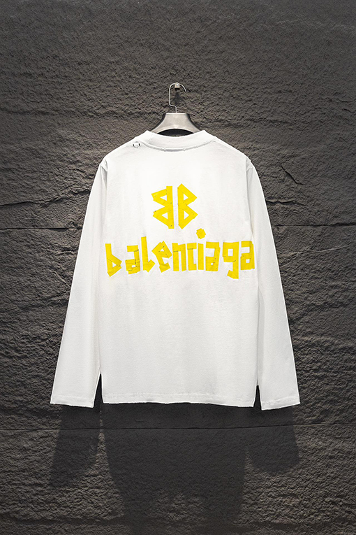 バレンシアガ Balenciaga ダメージプリントクルーネックロングスリーブシャツ