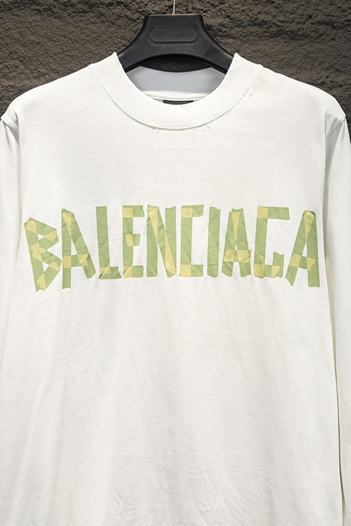 バレンシアガ Balenciaga ダメージプリントクルーネックロングスリーブシャツ