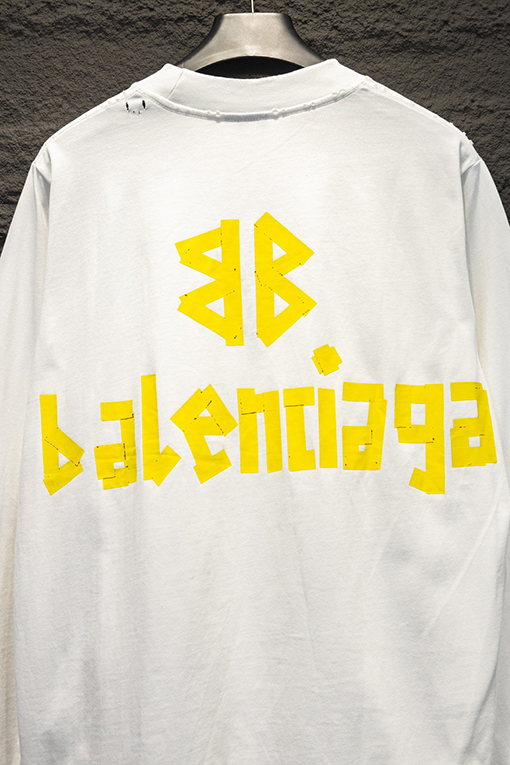 バレンシアガ Balenciaga ダメージプリントクルーネックロングスリーブシャツ
