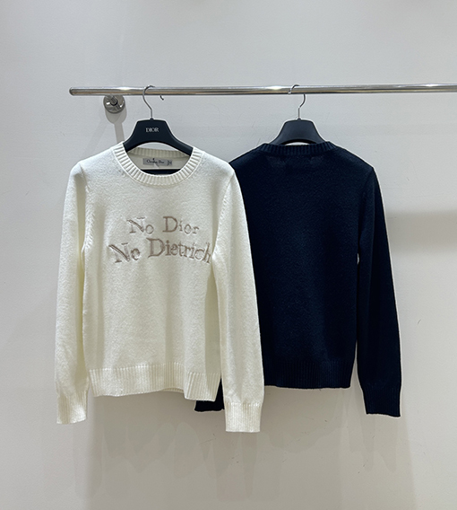 ディオールコピー 新しい文字の刺繍ニットクルーネックセーター