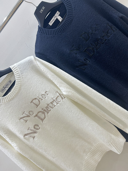 ディオールコピー 新しい文字の刺繍ニットクルーネックセーター