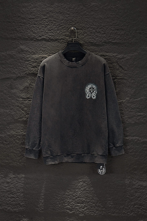 クロムハーツ 新しいダメージのカラーブロッククルーネックスウェットシャツ