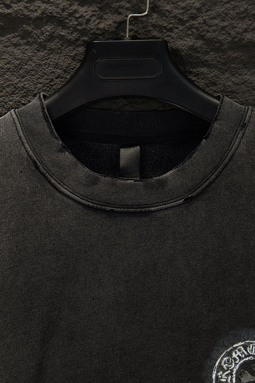 クロムハーツ 新しいダメージのカラーブロッククルーネックスウェットシャツ