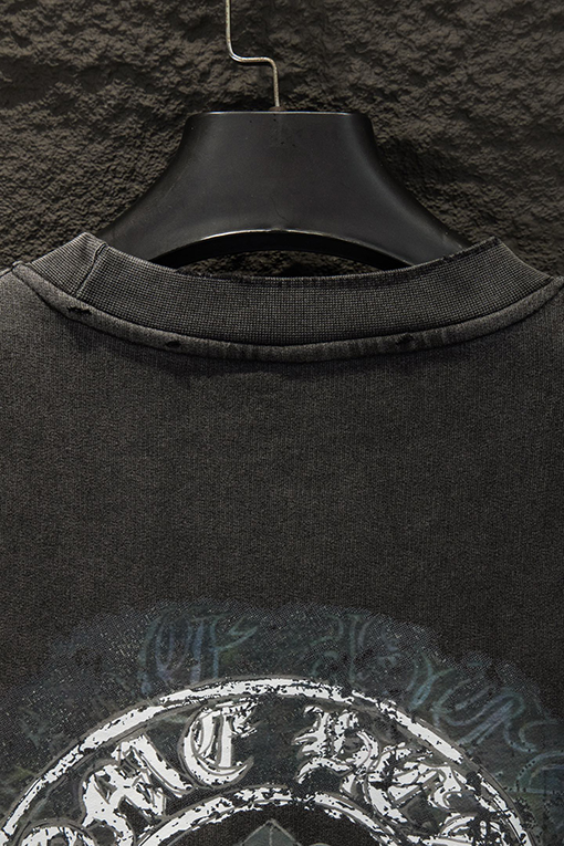 クロムハーツ 新しいダメージのカラーブロッククルーネックスウェットシャツ