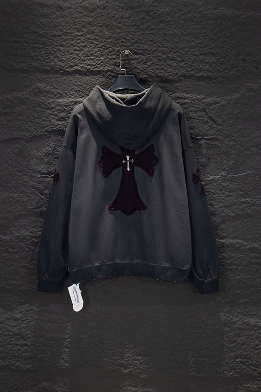 クロムハーツ 420g リバースカラー ダメージフード付きスウェットシャツ