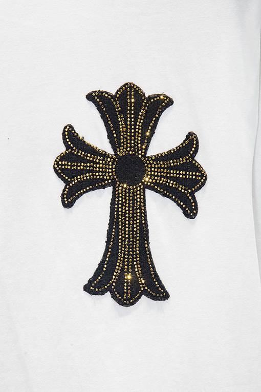 クロムハーツ 新作オーストリアラインストーンイレギュラーヘムシャツ