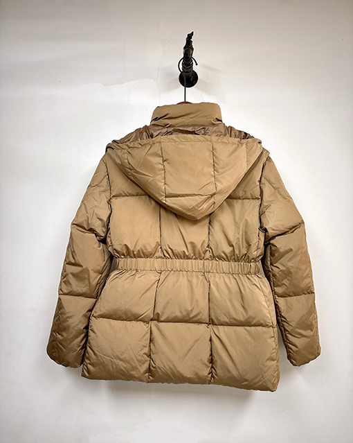 モンクレール Agneux レディースウエストカラーブロックのフード付きミドル丈ダウンジャケット