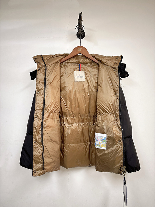 モンクレール Agneux レディースウエストカラーブロックのフード付きミドル丈ダウンジャケット