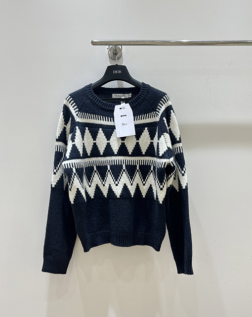 ディオール ダイヤモンド柄ニットクルーネックプルオーバーセーター