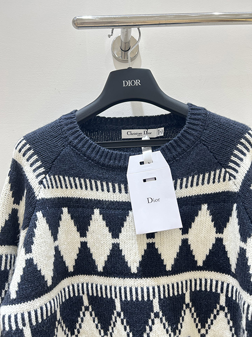 ディオール ダイヤモンド柄ニットクルーネックプルオーバーセーター