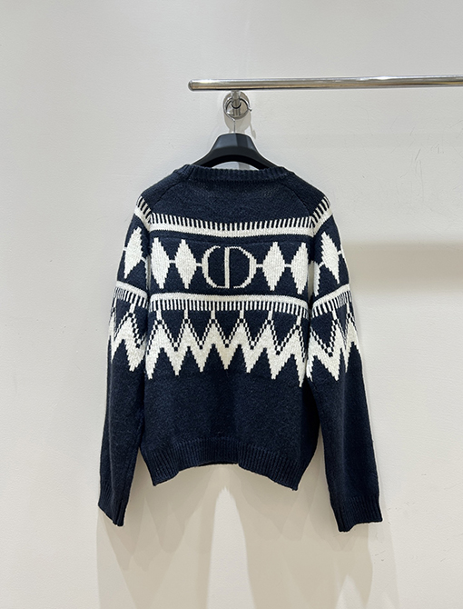 ディオール ダイヤモンド柄ニットクルーネックプルオーバーセーター