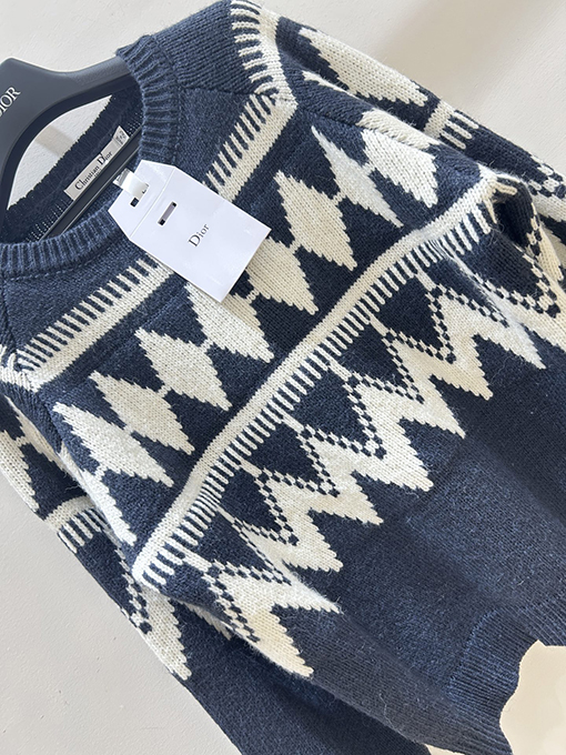 ディオール ダイヤモンド柄ニットクルーネックプルオーバーセーター