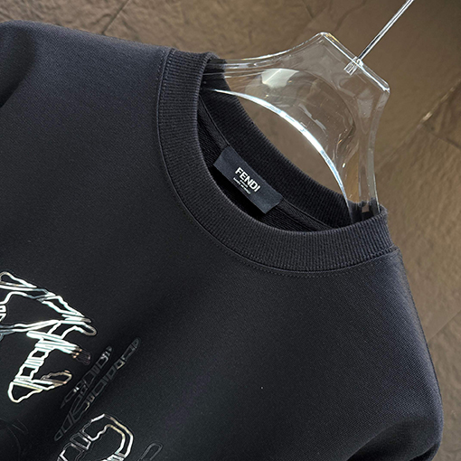 フェンディ 新しいクルーネックロゴ反射フロックスウェットシャツ