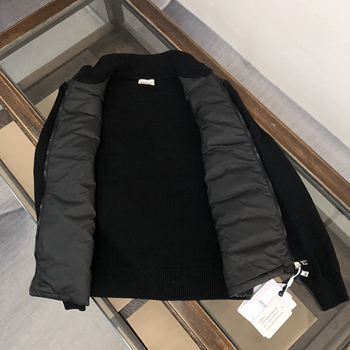 モンクレール パッチワークキルティングニットダウンカーディガン