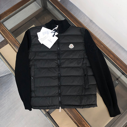 モンクレール パッチワークキルティングニットダウンカーディガン