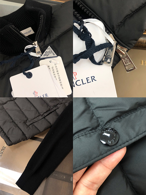 モンクレール パッチワークキルティングニットダウンカーディガン